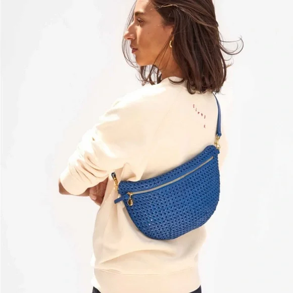 NWT Clare V Blue Rattan Le Grande Fanny - Picture 5 of 9